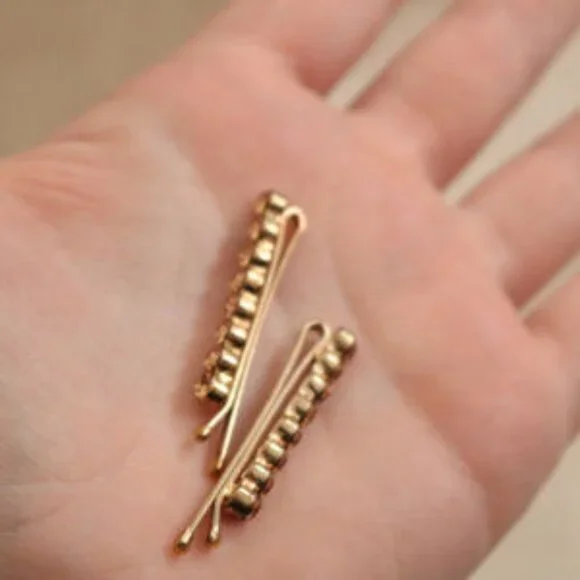 NWOT Pair of Amber Gold Crystal Hair Pins - Picture 5 of 8